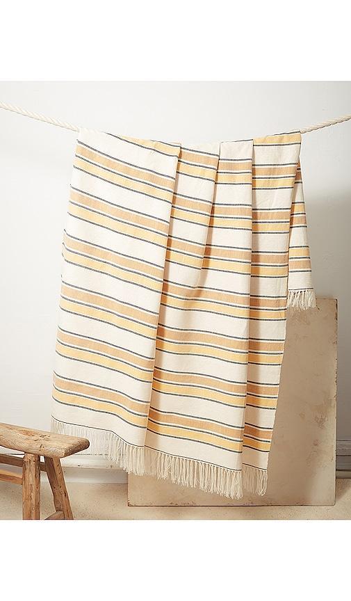 MINNA Gold Stripe Throw in Orange. Product Image