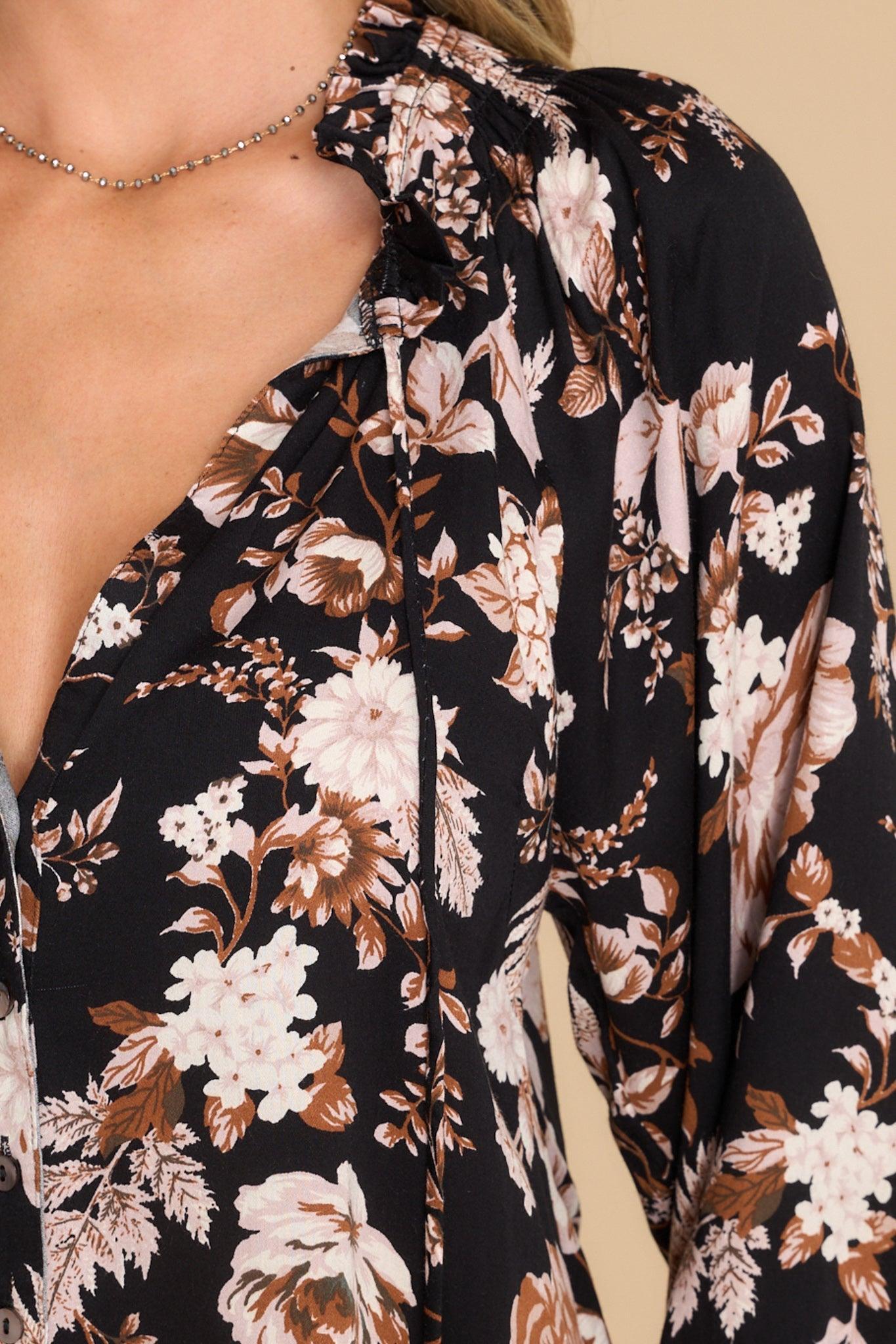 Display Of Affection Black Floral Top Product Image