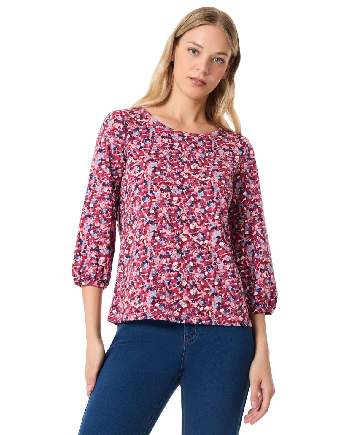 Jones New York Womens Printed Moss Crepe 3/4-Sleeve Top Product Image