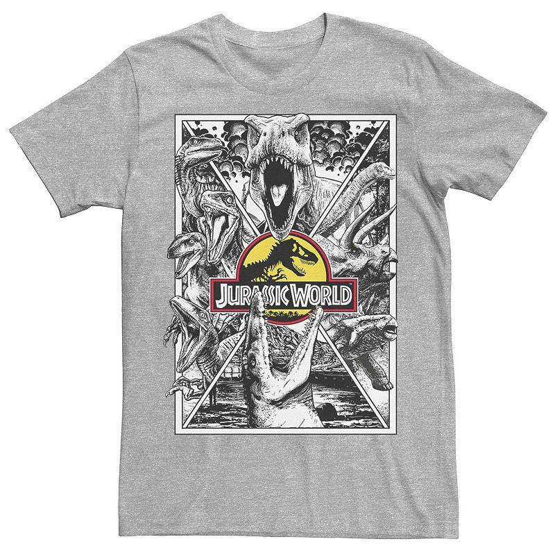 Mens Jurassic World Black and White Comic Dinos Tee Product Image