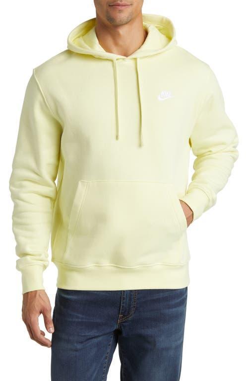 Nike Mens Nike Club Pullover Hoodie - Mens White/Luminescent Green Product Image