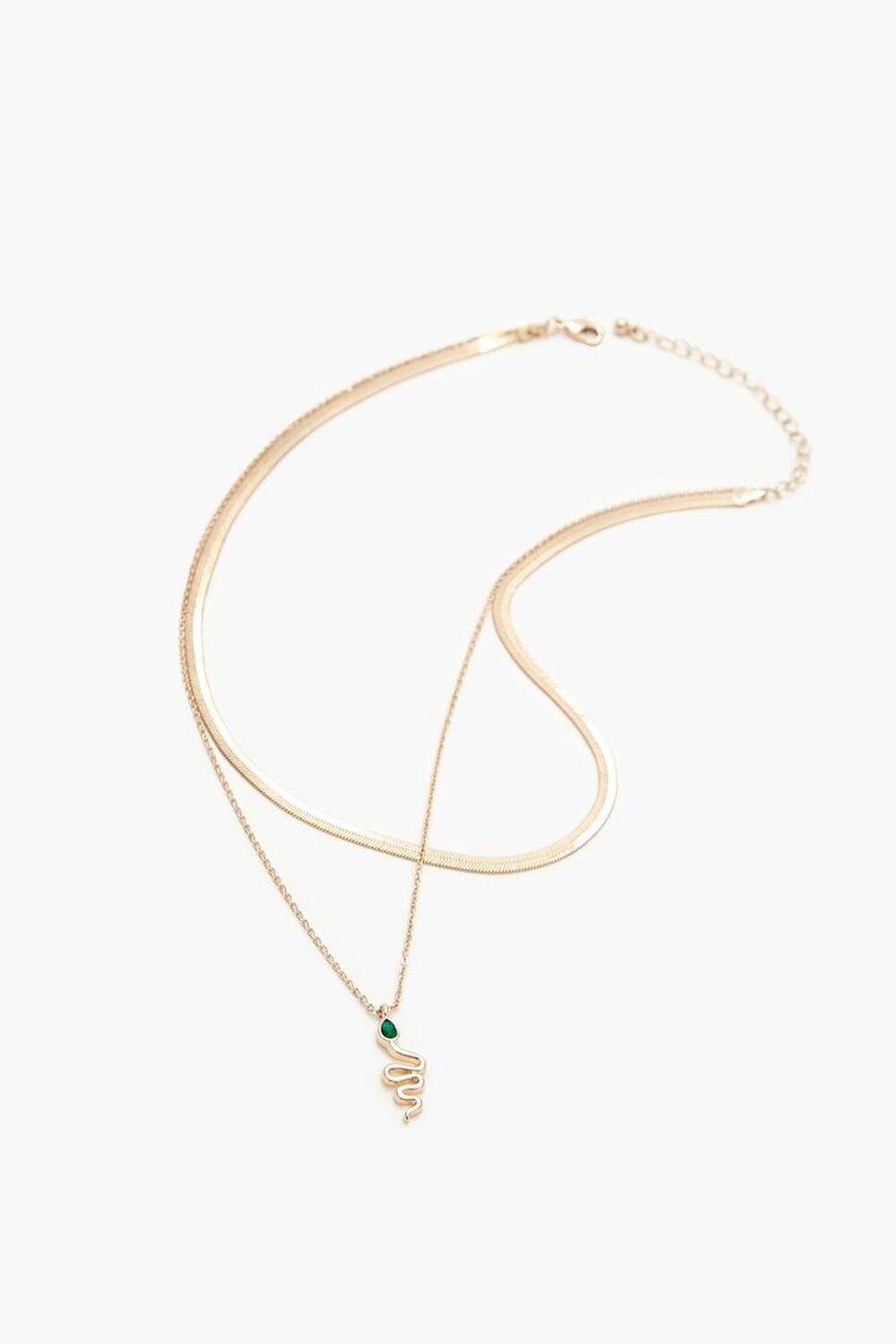 Layered Faux Gem Snake Necklace | Forever 21 Product Image