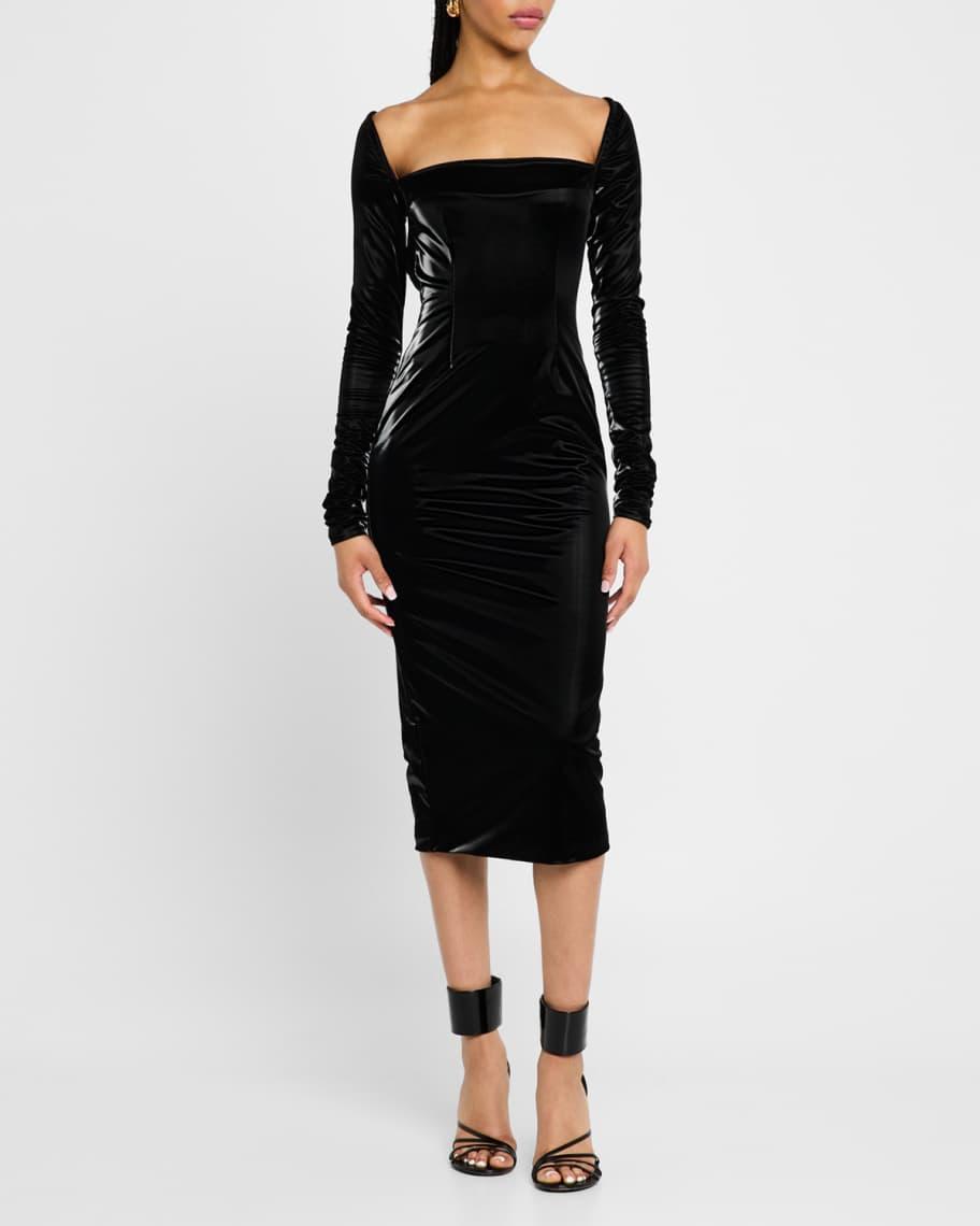 Backless Long-Sleeve Midi Dress Product Image