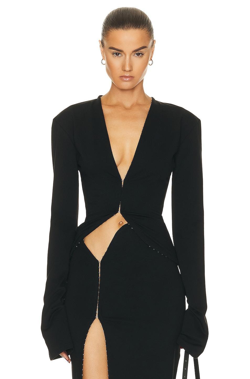 Jade Cropper Long Sleeve Cardigan in Black Product Image