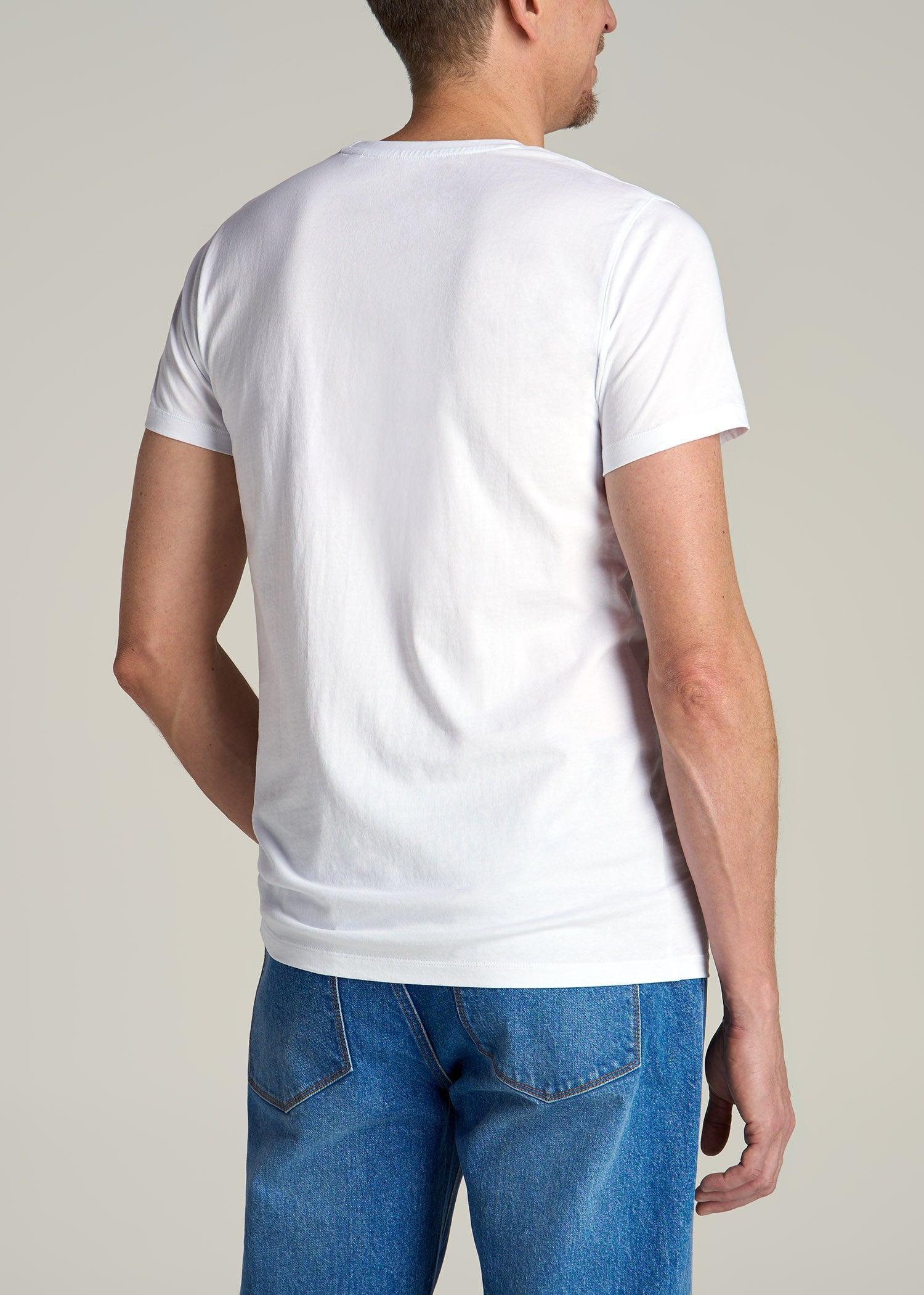 MODERN-FIT Embroidered Logo Crewneck T-Shirt for Tall Men in White Male Product Image