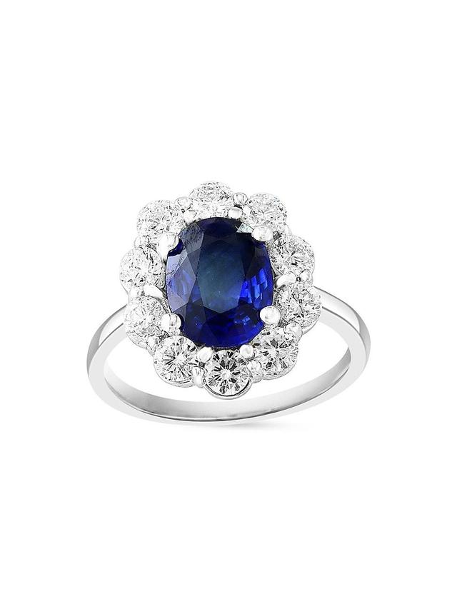 Womens 18K White Gold, Sapphire & 1.18 TCW Diamond Ring Product Image