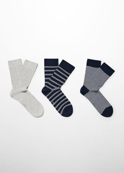 MANGO MAN - Pack of 3 cotton socks dark navyMen Product Image