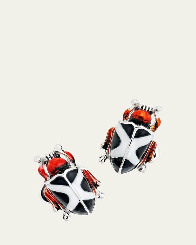 Men's Hand-Painted Enamel Beetle Cufflinks Product Image