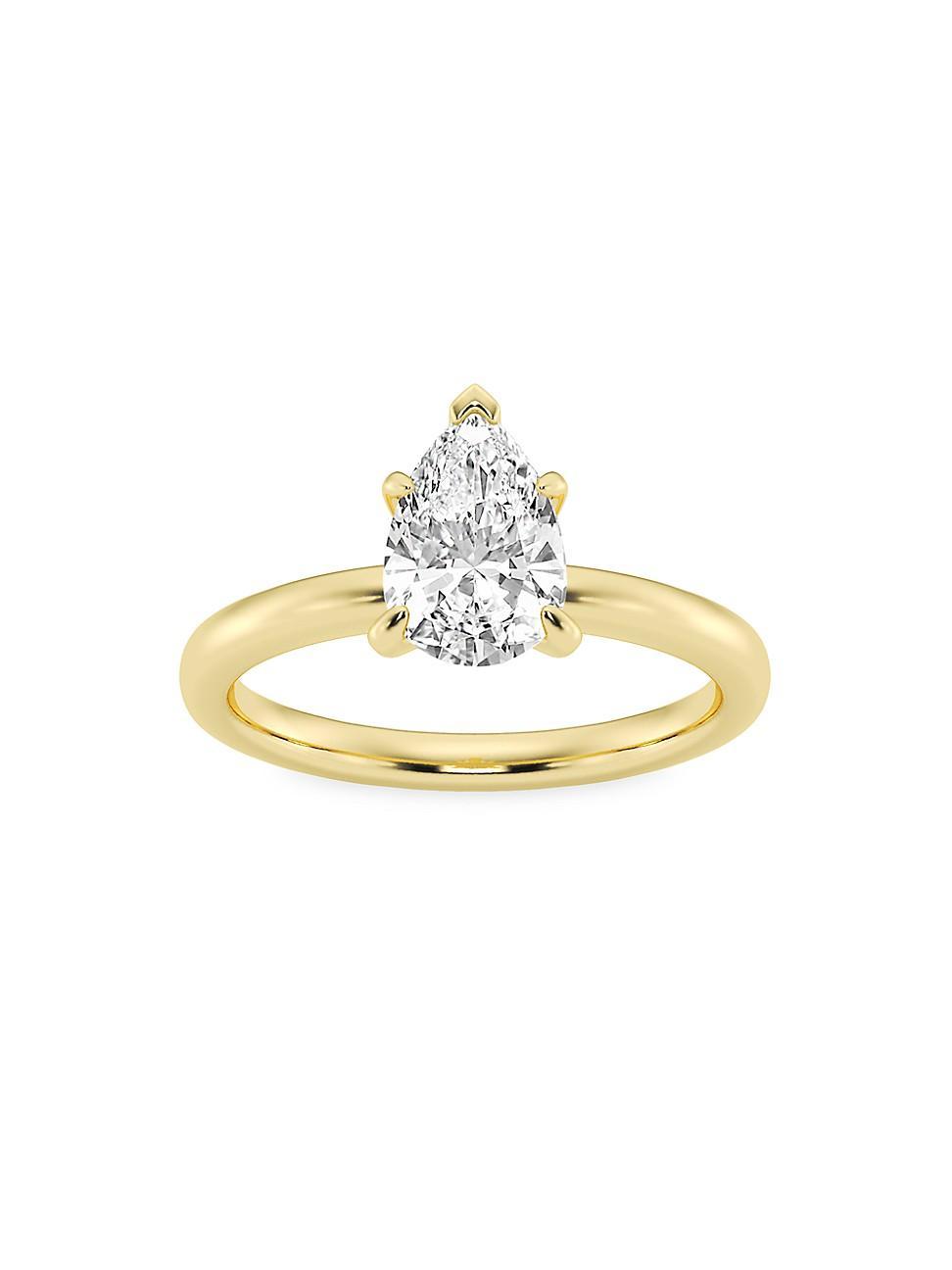 Womens 14K Yellow Gold & Pear-Cut Lab-Grown Diamond Solitaire Ring/0.50-5.00 TCW Product Image