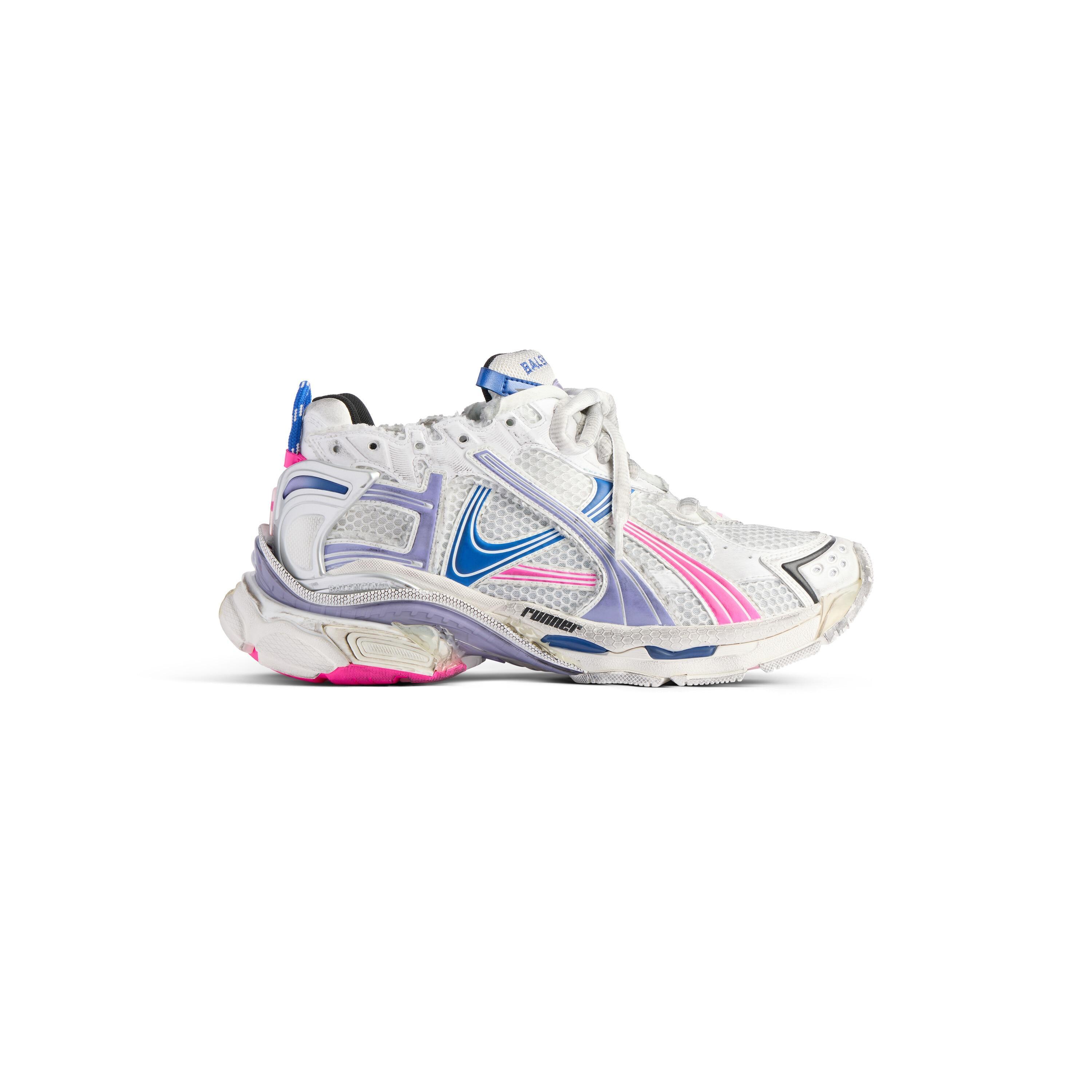 Women's Runner Sneaker  in White/lilac/neon Pink/navy Product Image