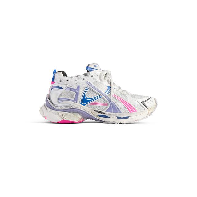 Women's Runner Sneaker  in White/lilac/neon Pink/navy Product Image