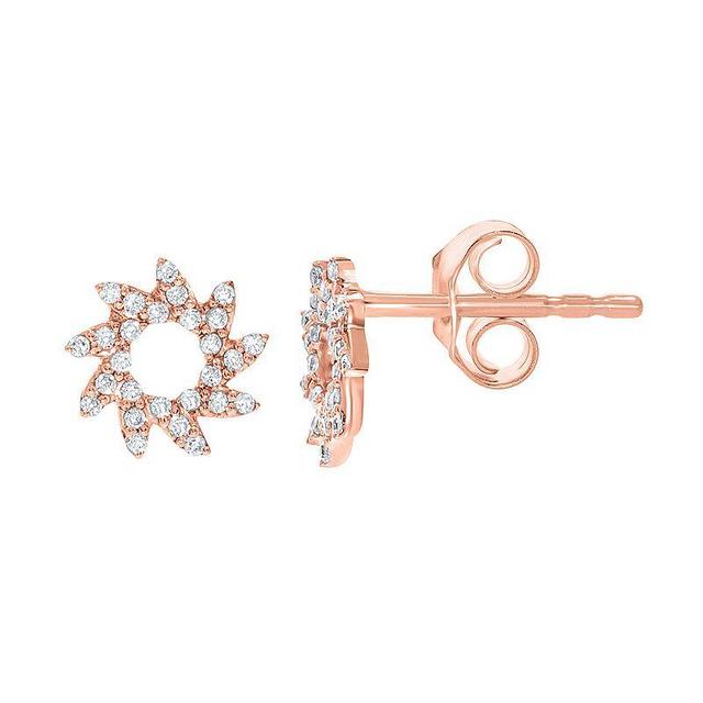 Sterling Silver 1/6 Carat T.W. Diamond Sun Stud Earrings, Womens, Pink Tone Product Image