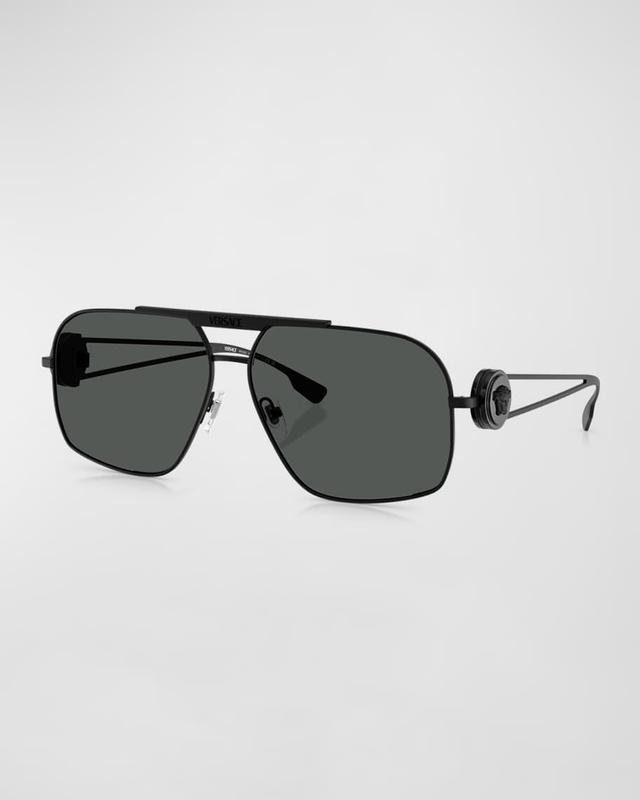 Men's Double-Bridge Metal Aviator Sunglasses Product Image