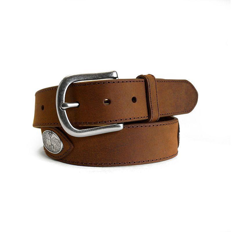 Mens Realtree Deer Conch Leather Belt Brown Product Image