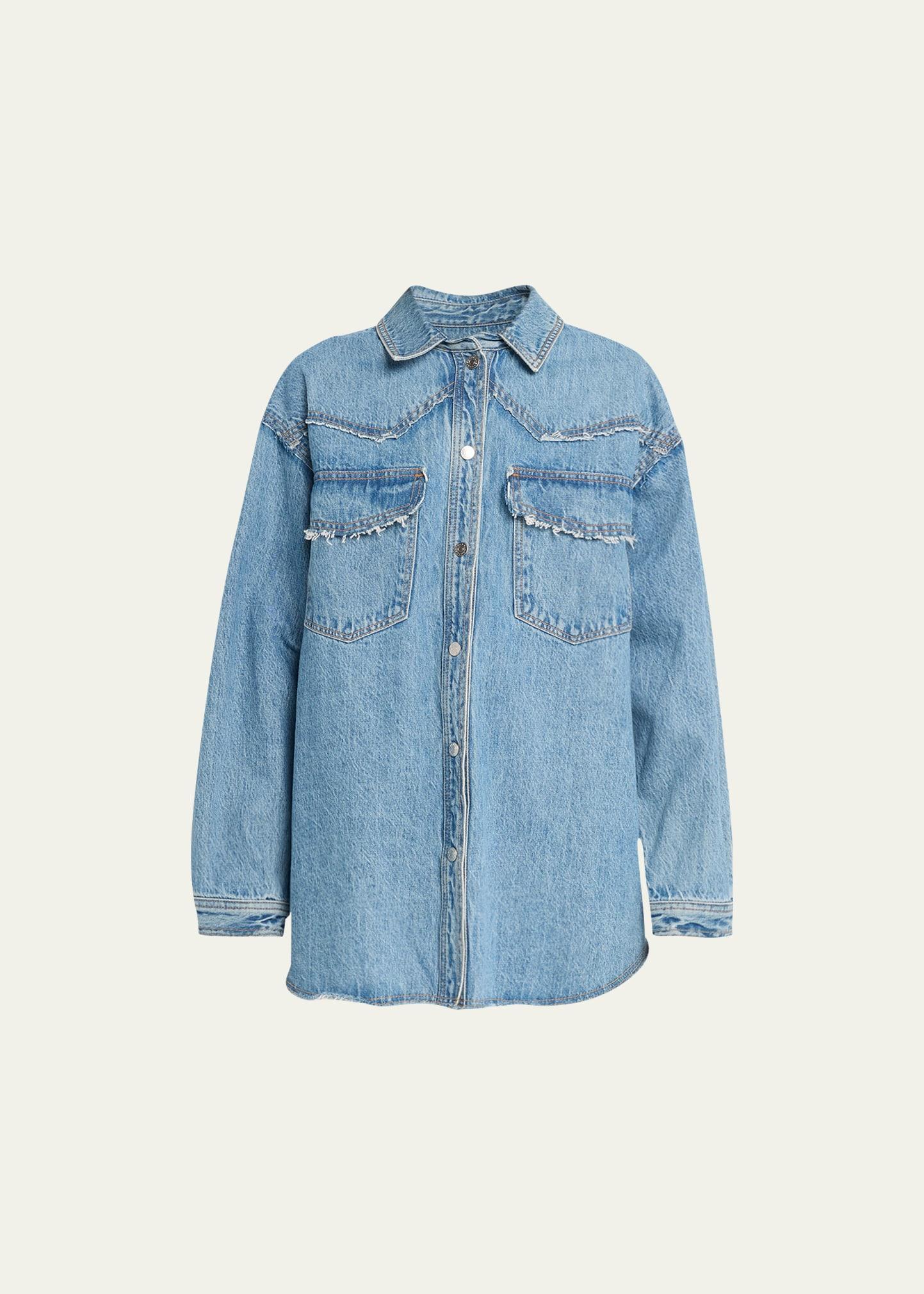 Womens Oversized Western Denim Shirt Product Image