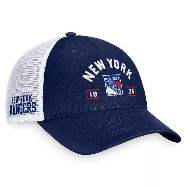 Fanatics Mens Navy New York Rangers Free Kick Trucker Adjustable Hat - Navy, White Product Image