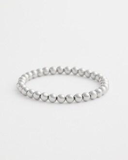 Small Beaded Silver Tone Stretch Bracelet Product Image