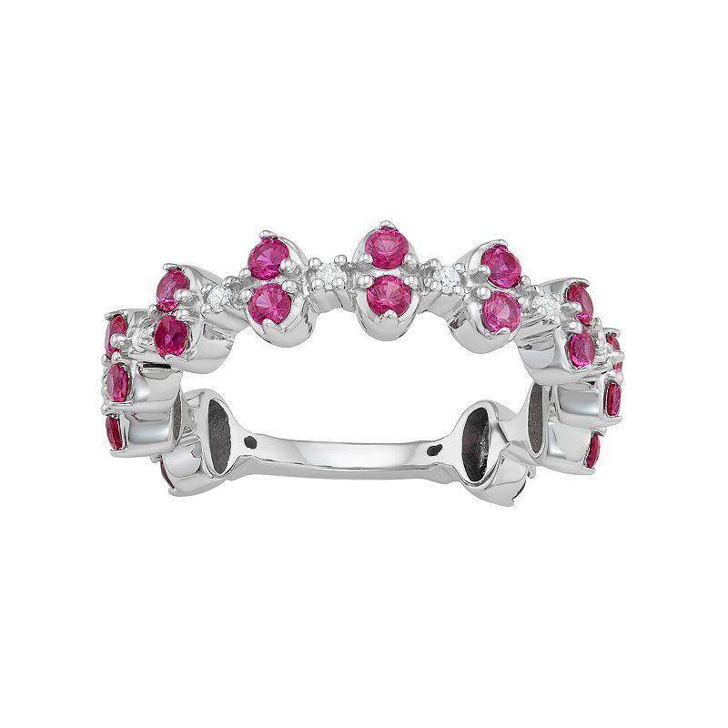 Jewelexcess Sterling Silver Lab-Created Ruby & Lab-Created White Sapphire Ring, Womens Red Product Image