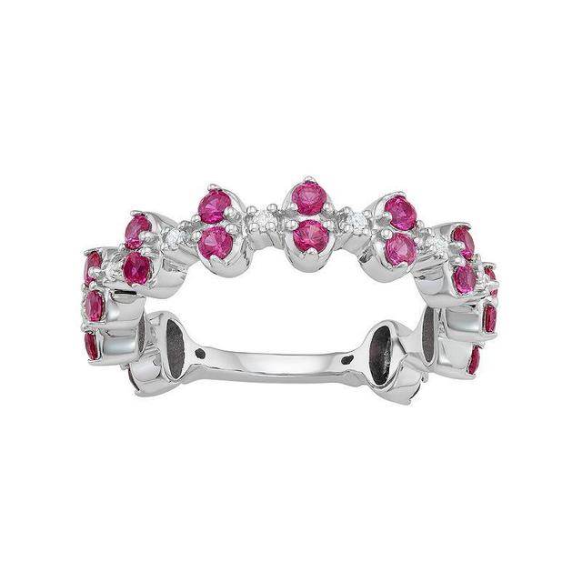 Jewelexcess Sterling Silver Lab-Created Ruby & Lab-Created White Sapphire Ring, Womens Product Image