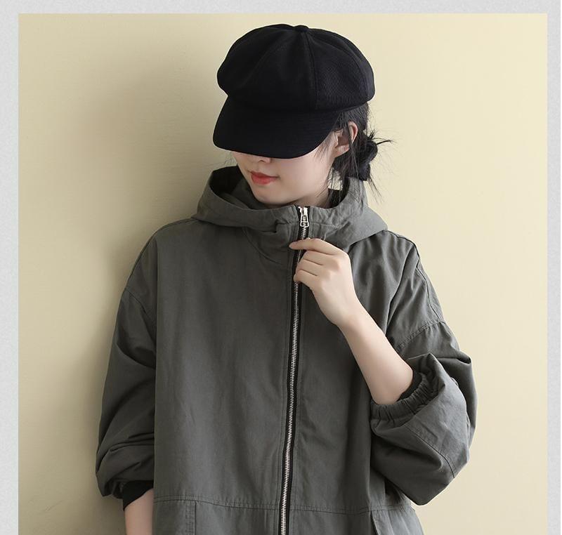 Stand Collar Plain Hood Zip Puffer Jacket Product Image