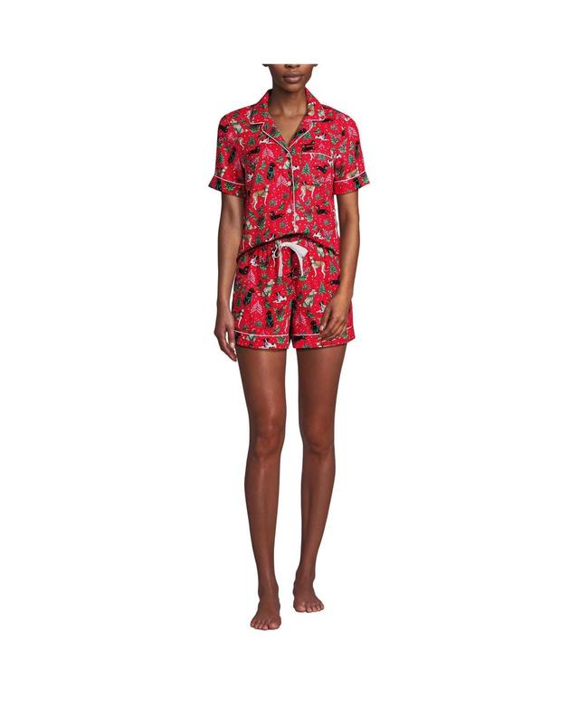 Lands End Womens Drapey Flannel 2 Piece Pajama Set - Short Sleeve Top and Shorts Product Image