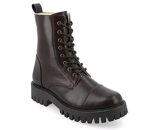 Journee Collection Womens Aaley Medium and Wide Width Lug Combat Bootie - Patent Product Image