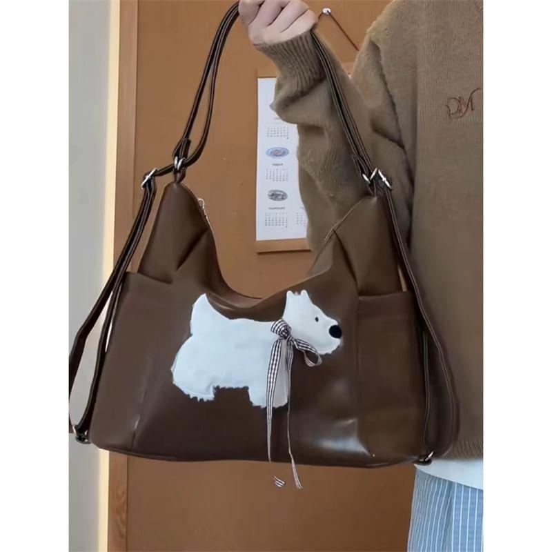 Dog Applique Faux Leather Crossbody Bag Product Image