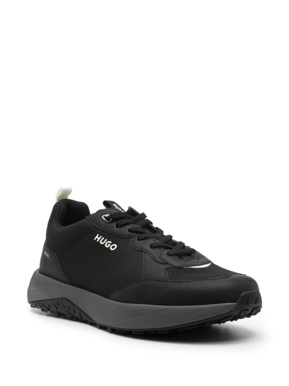 Raised-logo Panelled Sneakers In Black Product Image