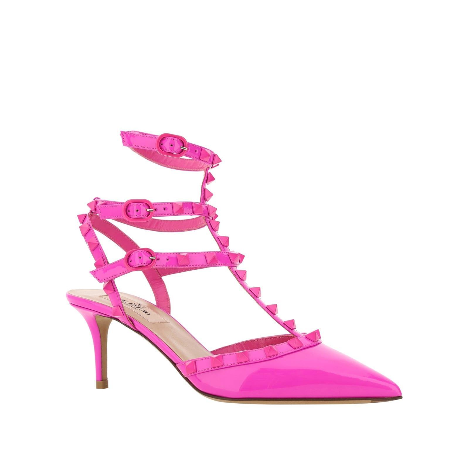 VALENTINO GARAVANI Rockstud Patent-leather Pumps In Pink Pp Product Image