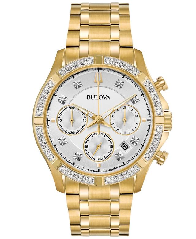 Bulova Mens Chronograph Diamond-Accent Gold-Tone Stainless Steel Bracelet Watch 42mm, Created for Macys Product Image