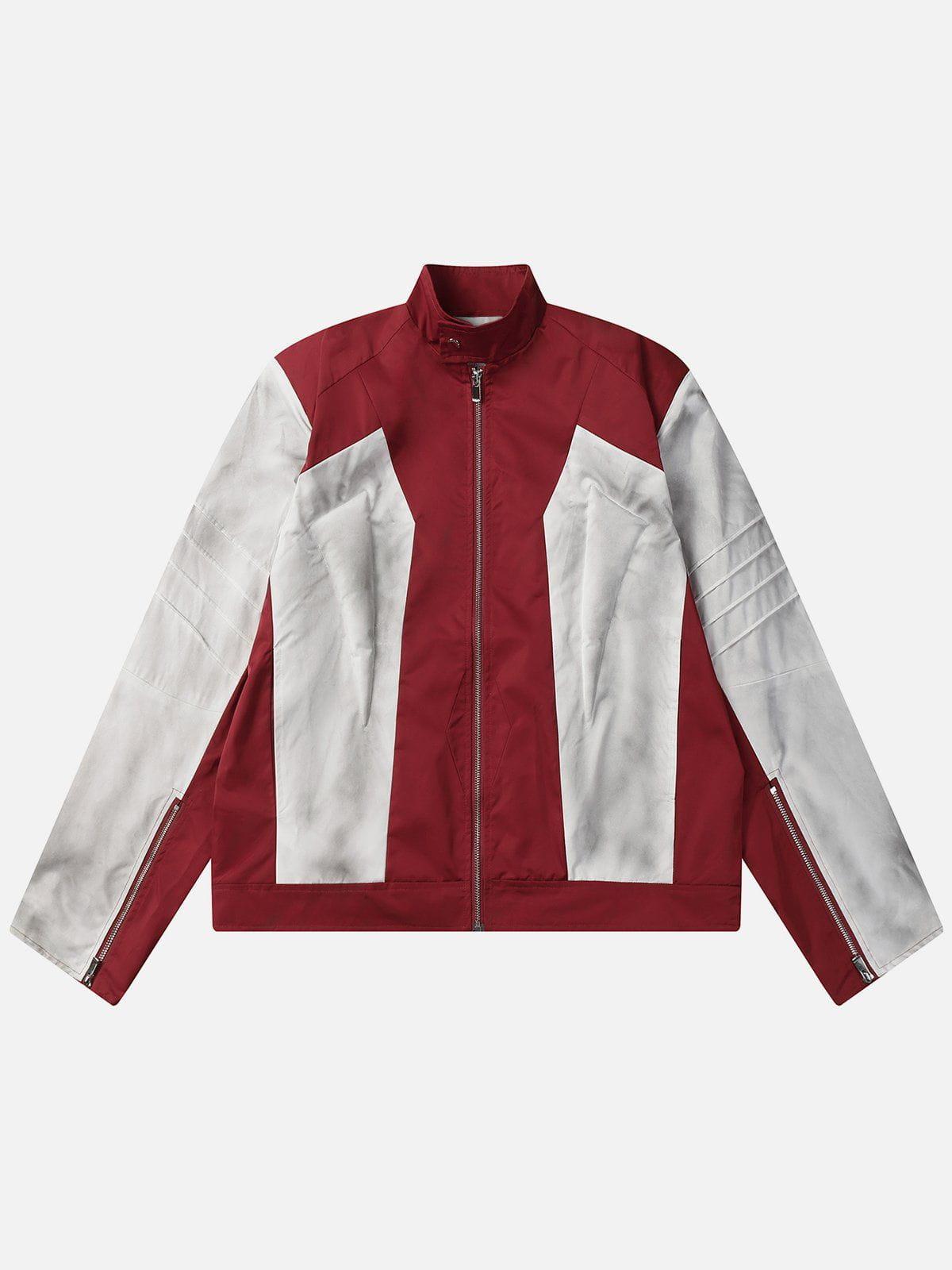 Aelfric Eden Dirt Color Patchwork Racing Jacket Product Image