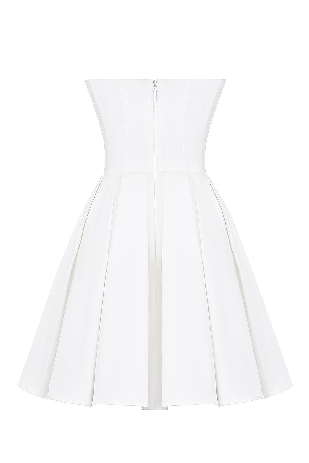 Emmanuela White Strapless Pleated Mini Dress Product Image