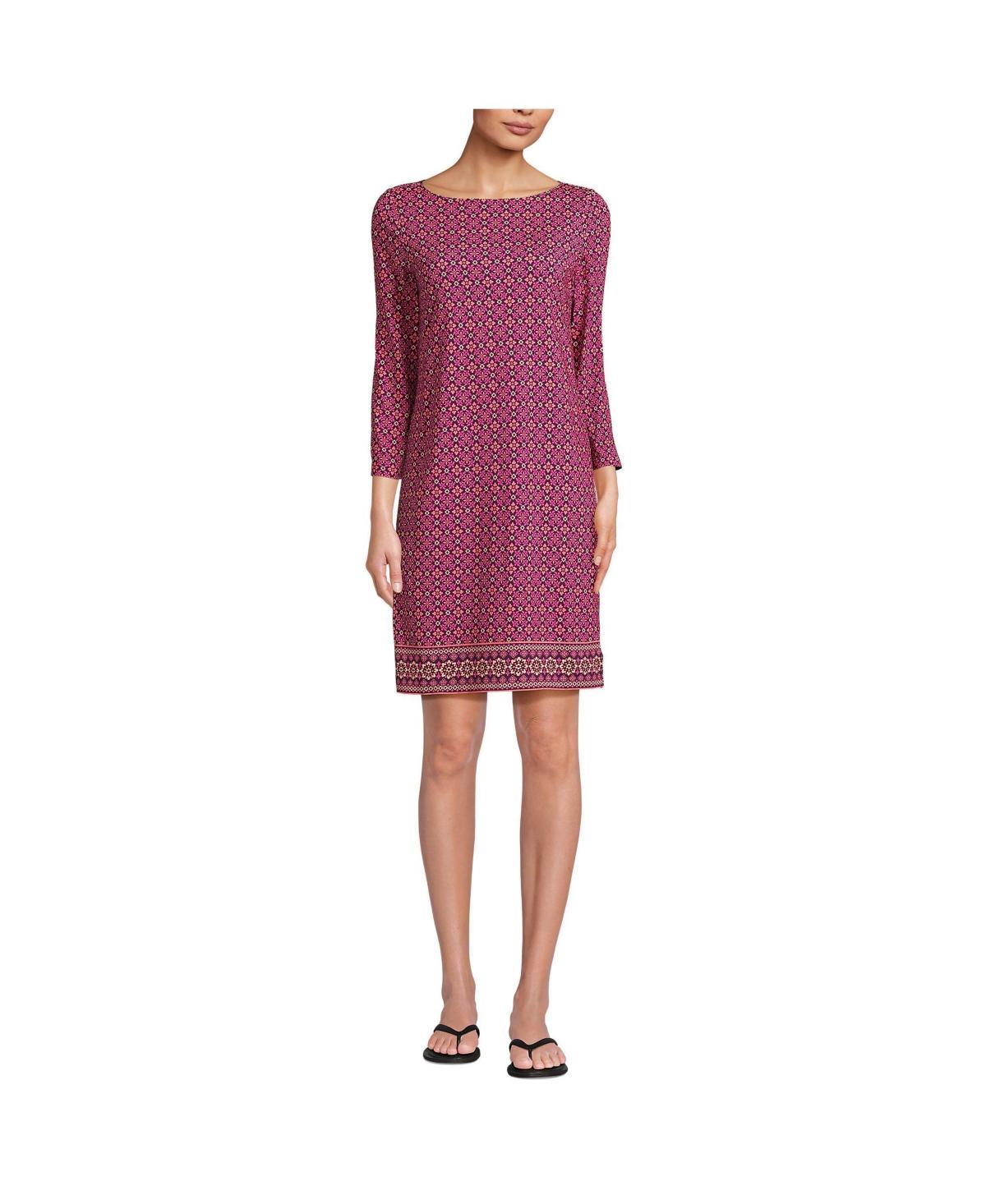 Womens Lands End 3/4 Sleeve Boatneck Swim Cover-Up Dress Product Image