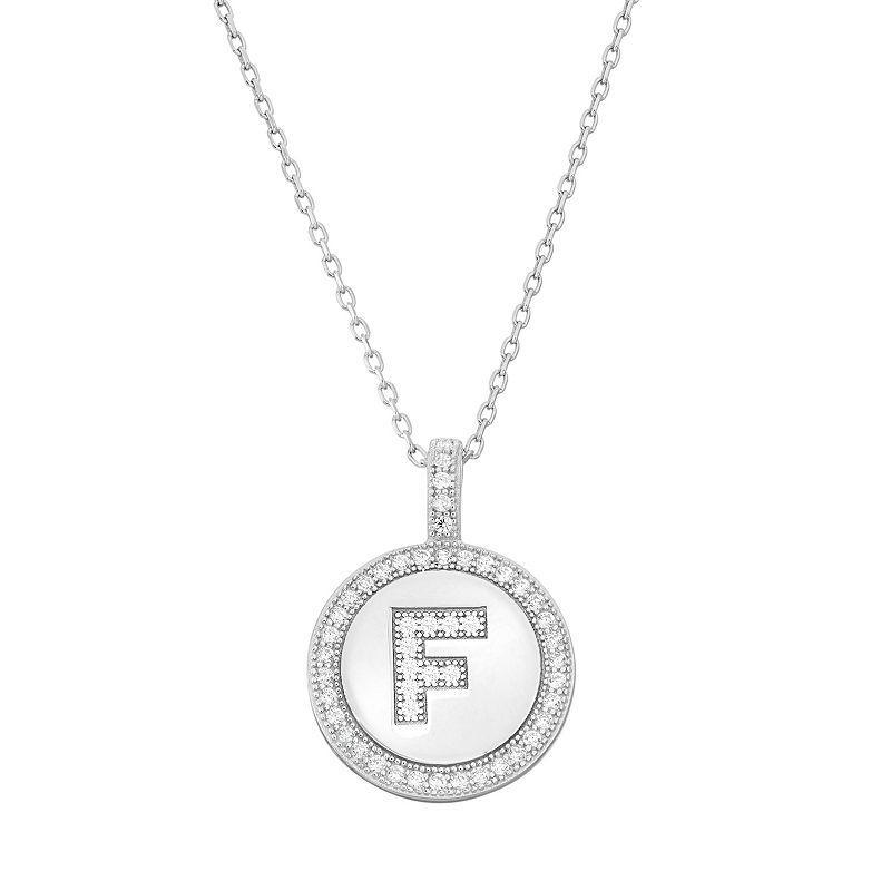 Sterling Silver Cubic Zirconia Initial Pendant Necklace, Womens Product Image