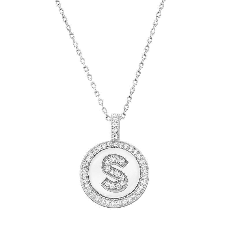 Sterling Silver Cubic Zirconia Initial Pendant Necklace, Womens Product Image