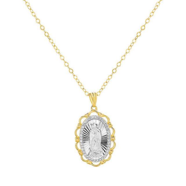 Two-Tone Sterling Silver Virgin Mary Pendant Necklace, Womens Two Tone Silver Product Image