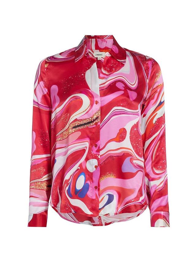 Womens Tyler Swirl Silk Blouse Product Image