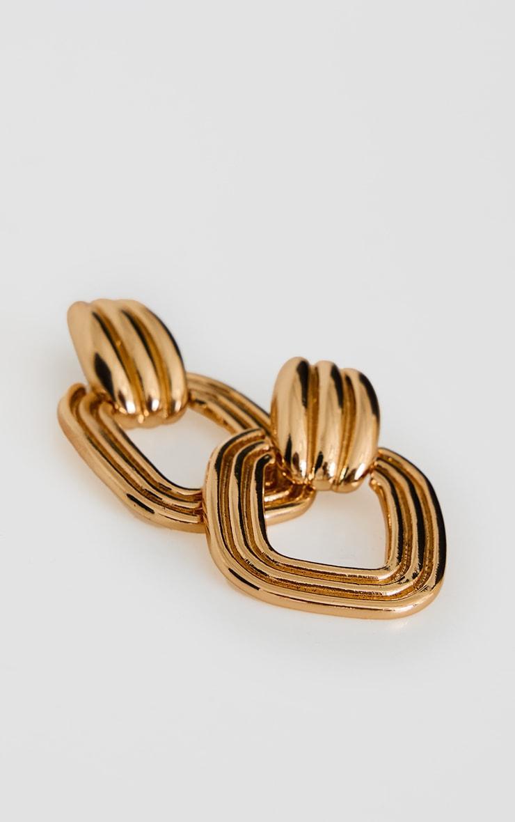 Gold Ribbed Hoop Door Knocker Earrings Product Image