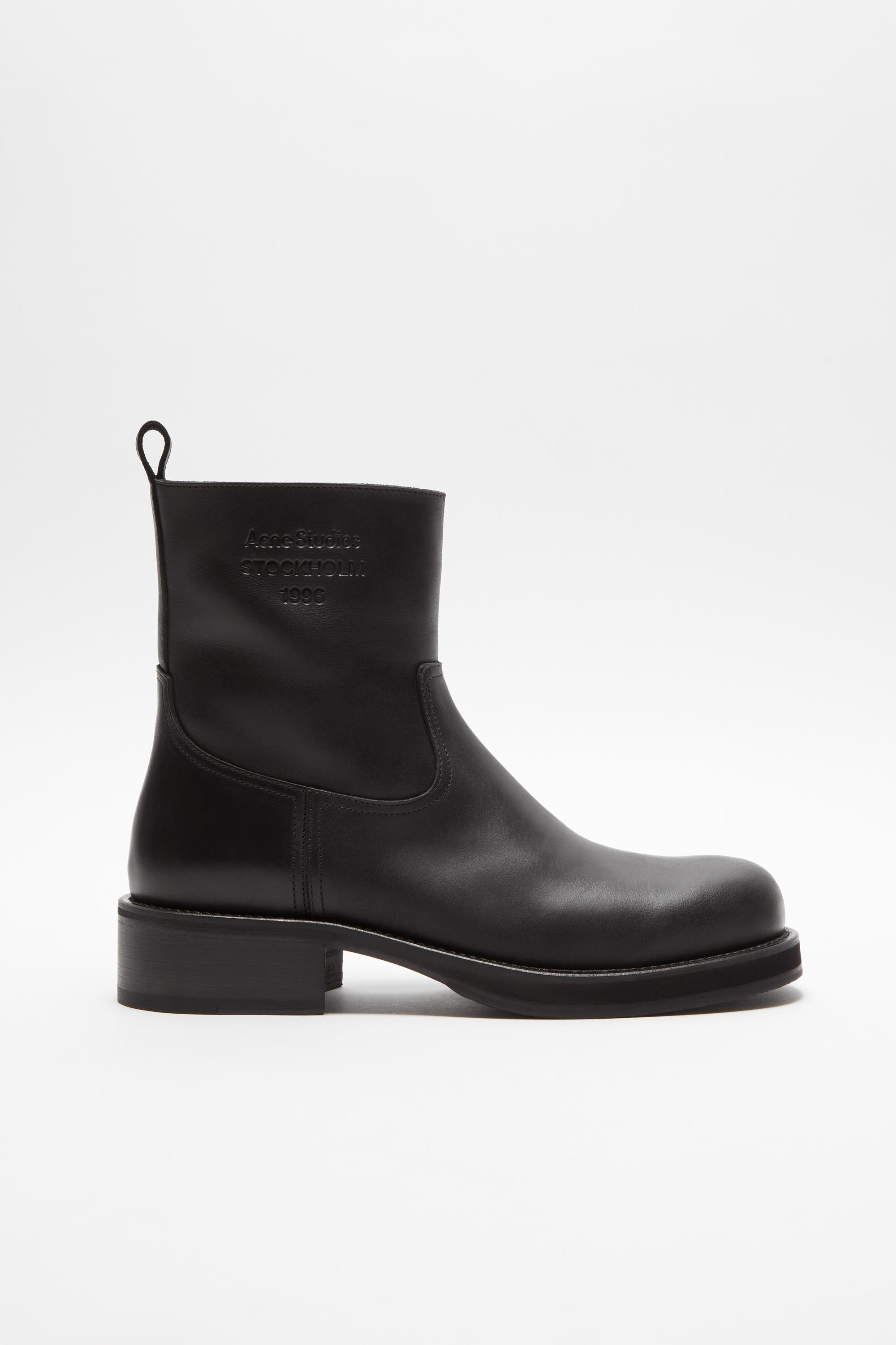 ACNE STUDIOS Leather Waxed Boots In Black Product Image