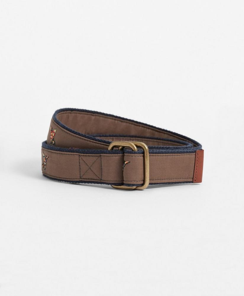 Duck Embroidered Leather Tab D-Ring Belt Product Image