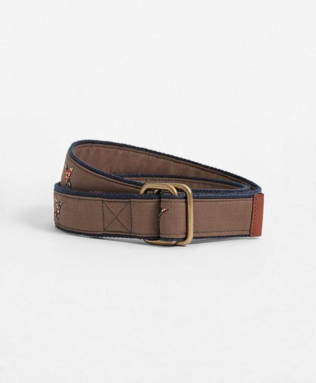 Duck Embroidered Leather Tab D-Ring Belt Product Image