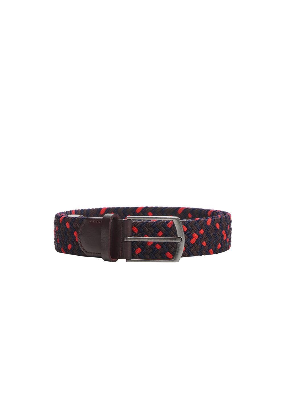 MANGO MAN - Braided elastic colored belt dark navyMen Product Image