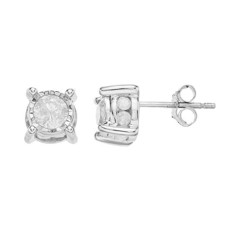 1 Carat T.W. Diamond 10k White Gold Solitaire Earrings, Womens, 10k Whgold Product Image