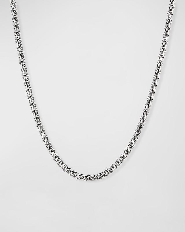 4mm Mens Wheat Chain Necklace in Silver Product Image