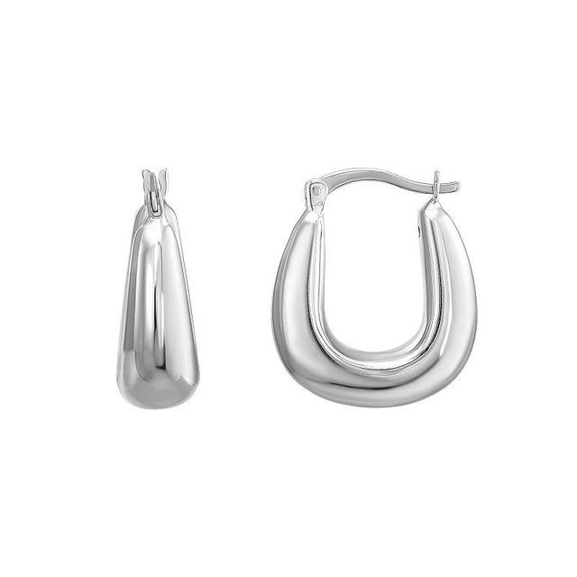 Argento Forte Platinum Over Silver Puffed Oval Hoop Earrings, Womens, Silver Tone Product Image