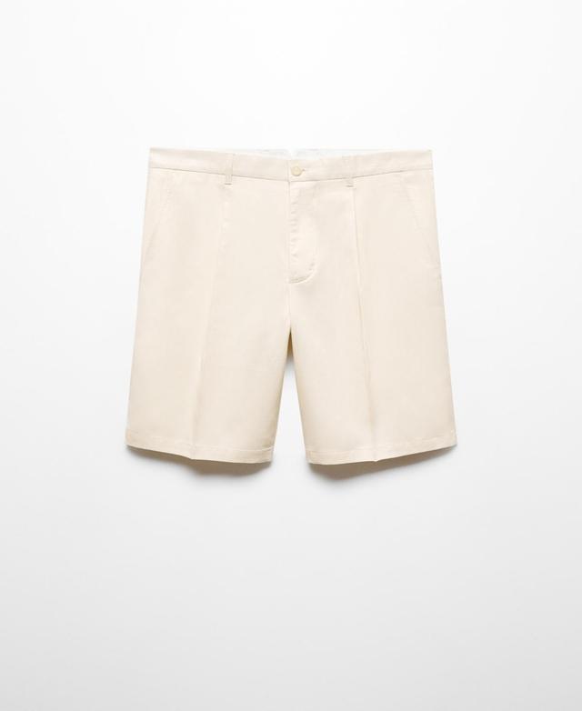 MANGO MAN - Linen-blend Bermuda shorts with darts beigeMen Product Image