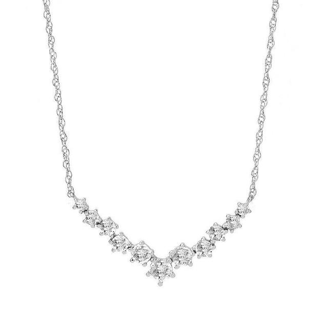 Sterling Silver Lab-Created White Sapphire Necklace, Womens, Size: 17 Product Image