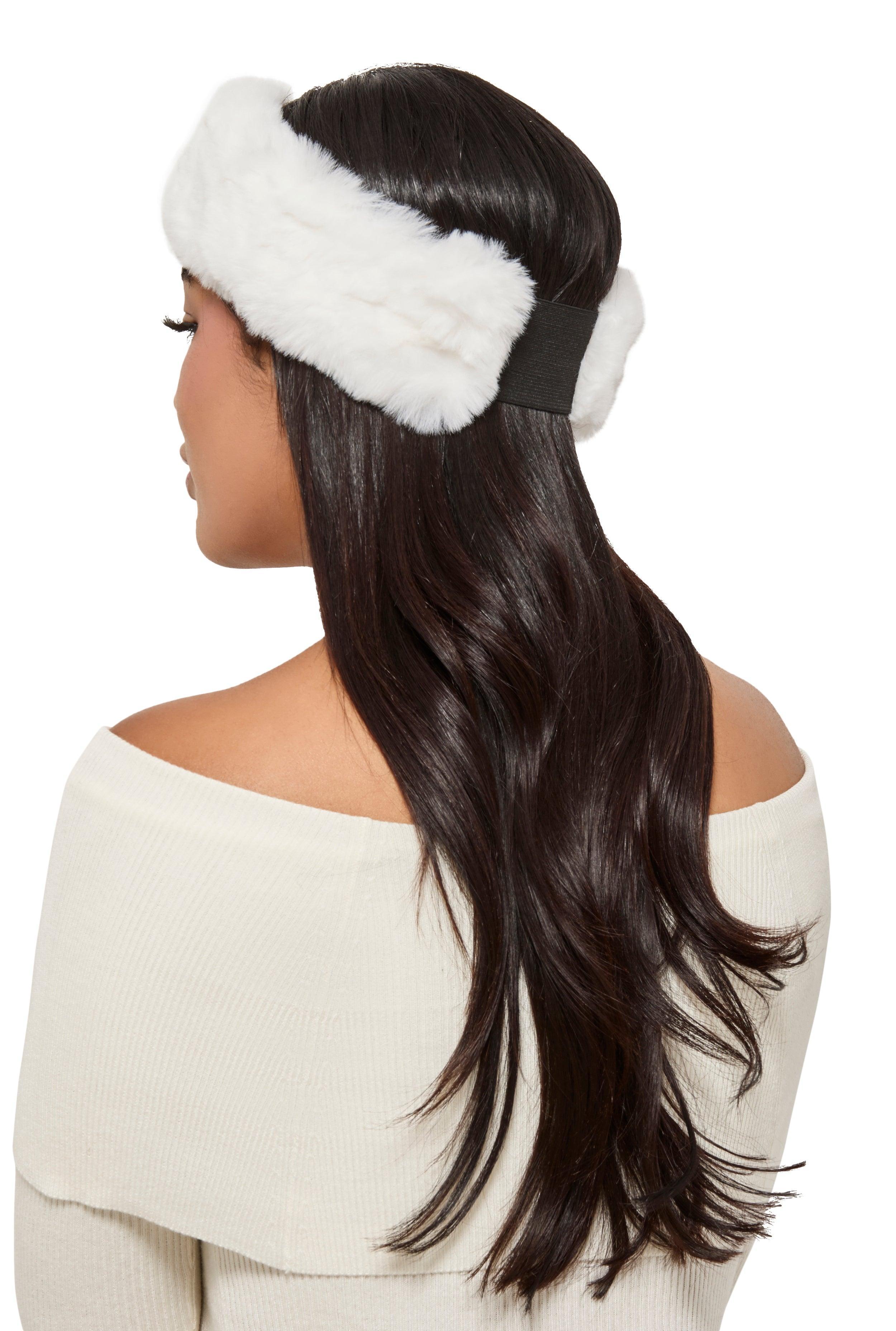 Womens Faux Fur Elastic Back Head Wrap Product Image