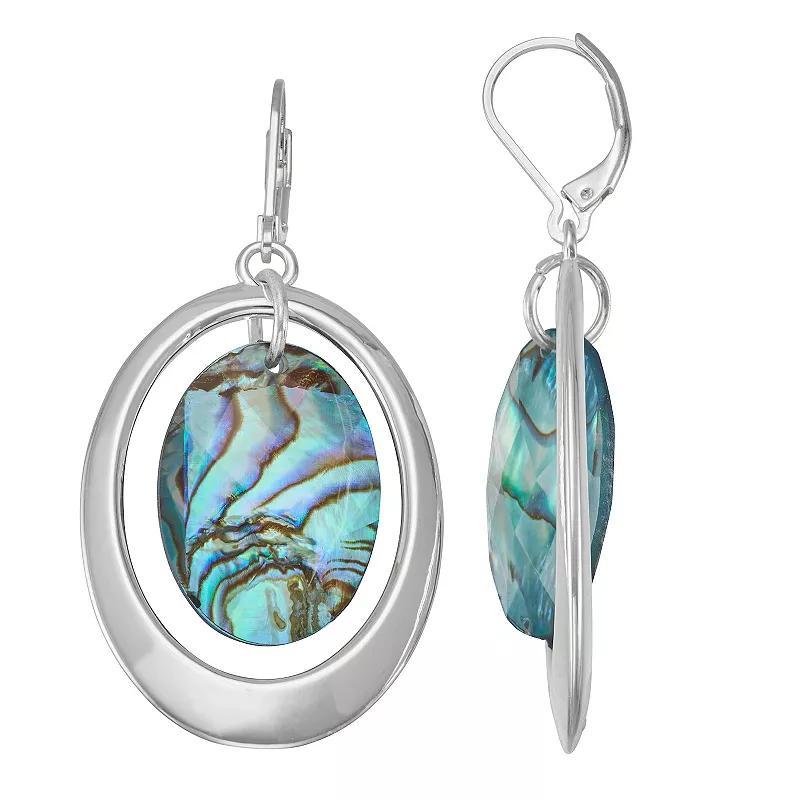 Napier Silver Tone Abalone Orbital Drop Earrings, Womens, Blue Product Image