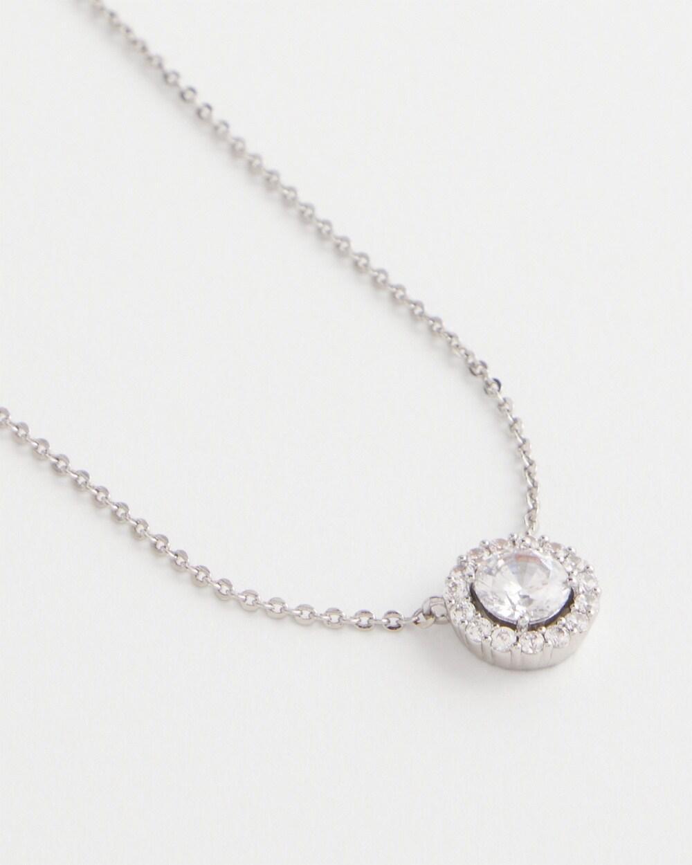 Silver Tone Drop Stone Necklace Product Image